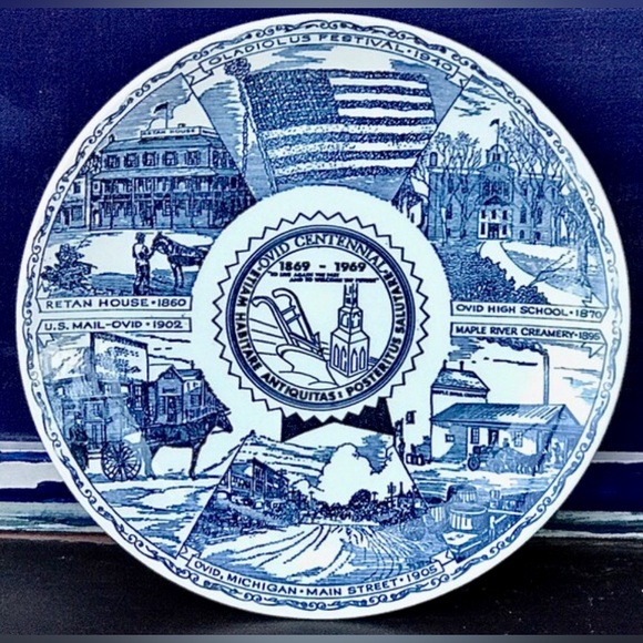 Vintage 1869 1969 Centennial OVID MICHIGAN KETTLESPRINGS Kilns Dinner Plate - Picture 7 of 9